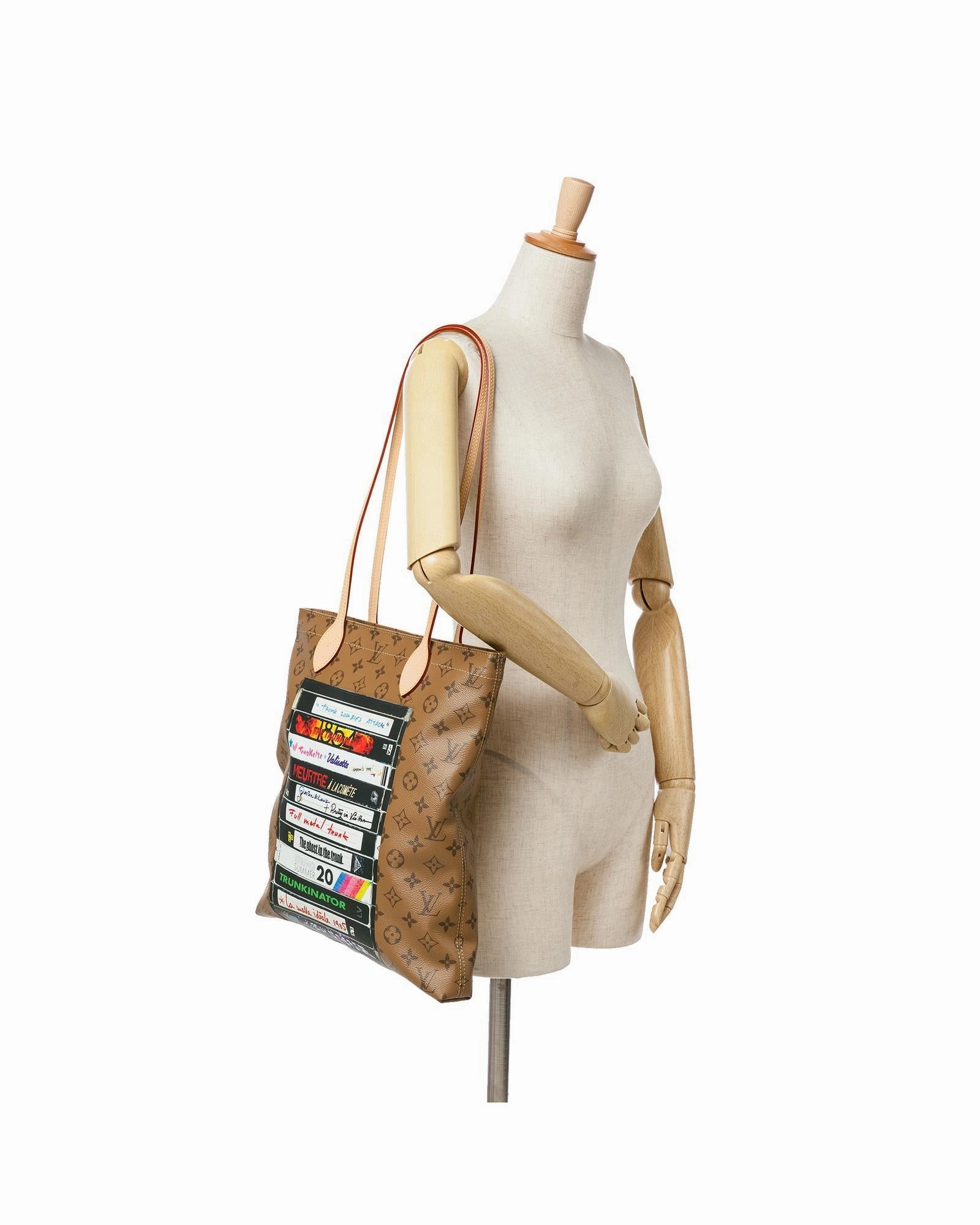 Monogram Reverse Canvas Shoulder Bag with Leather Straps