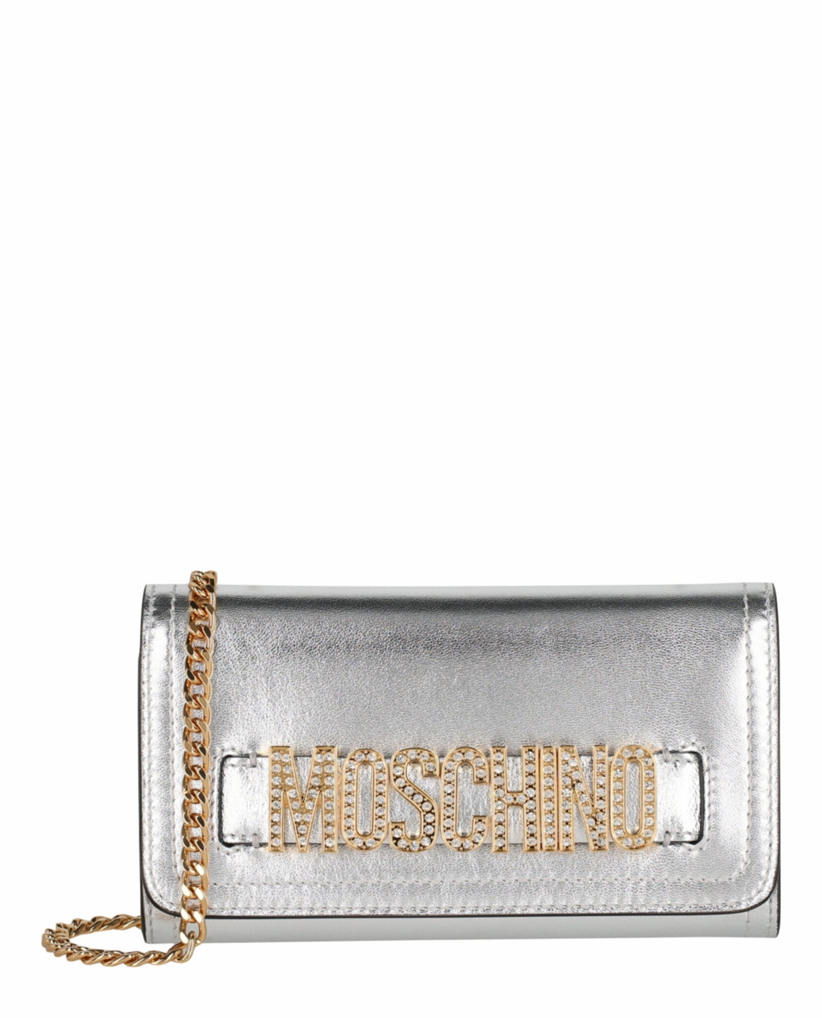 Moschino Crystal-Embellished Belt Logo Lettering Crossbody Bag 8130-8011-1600
