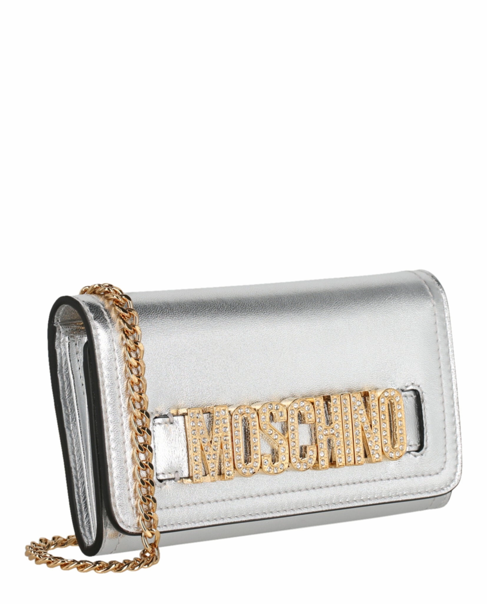 Moschino Crystal-Embellished Belt Logo Lettering Crossbody Bag 8130-8011-1600