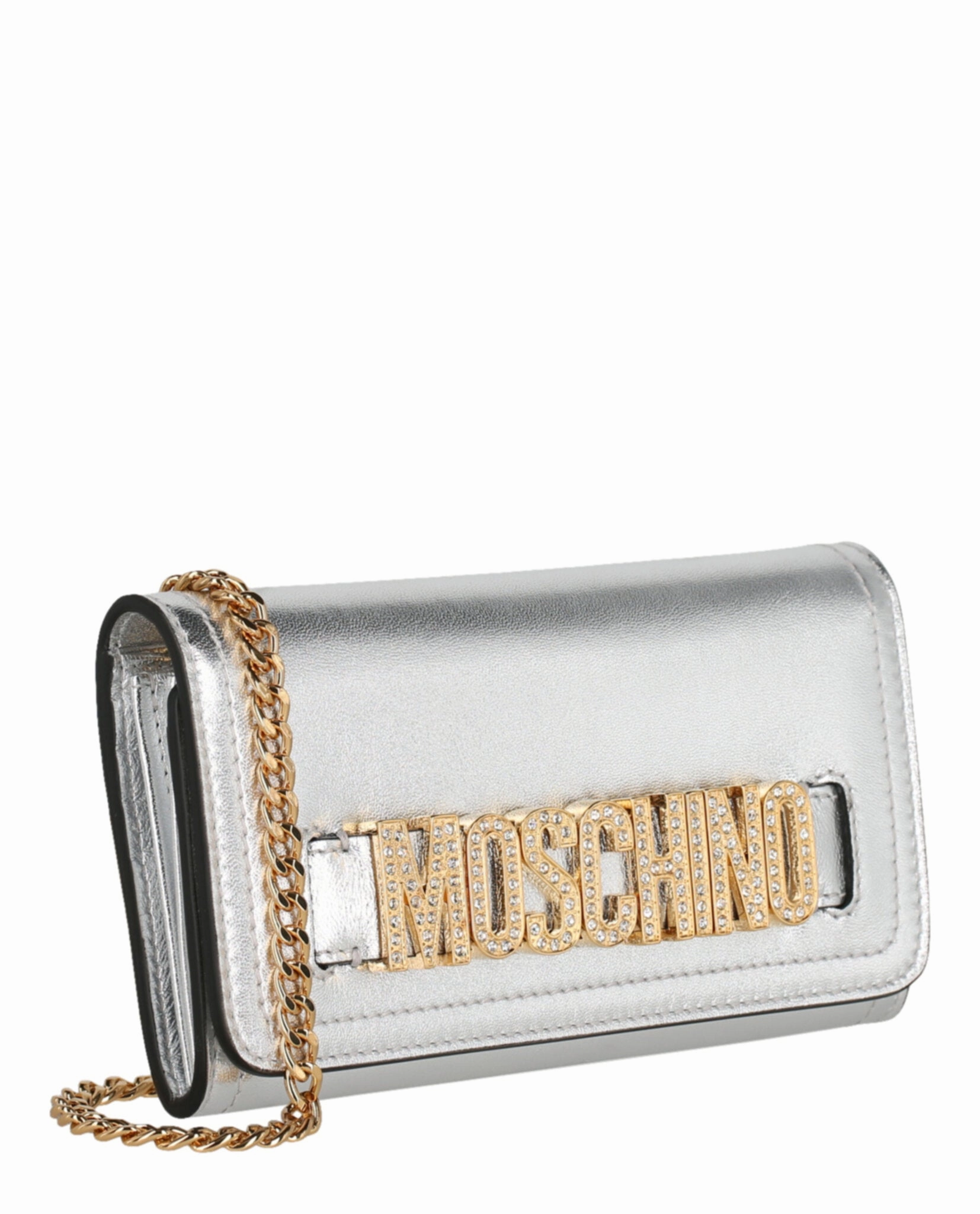 Moschino Crystal-Embellished Belt Logo Lettering Crossbody Bag 8130-8011-1600