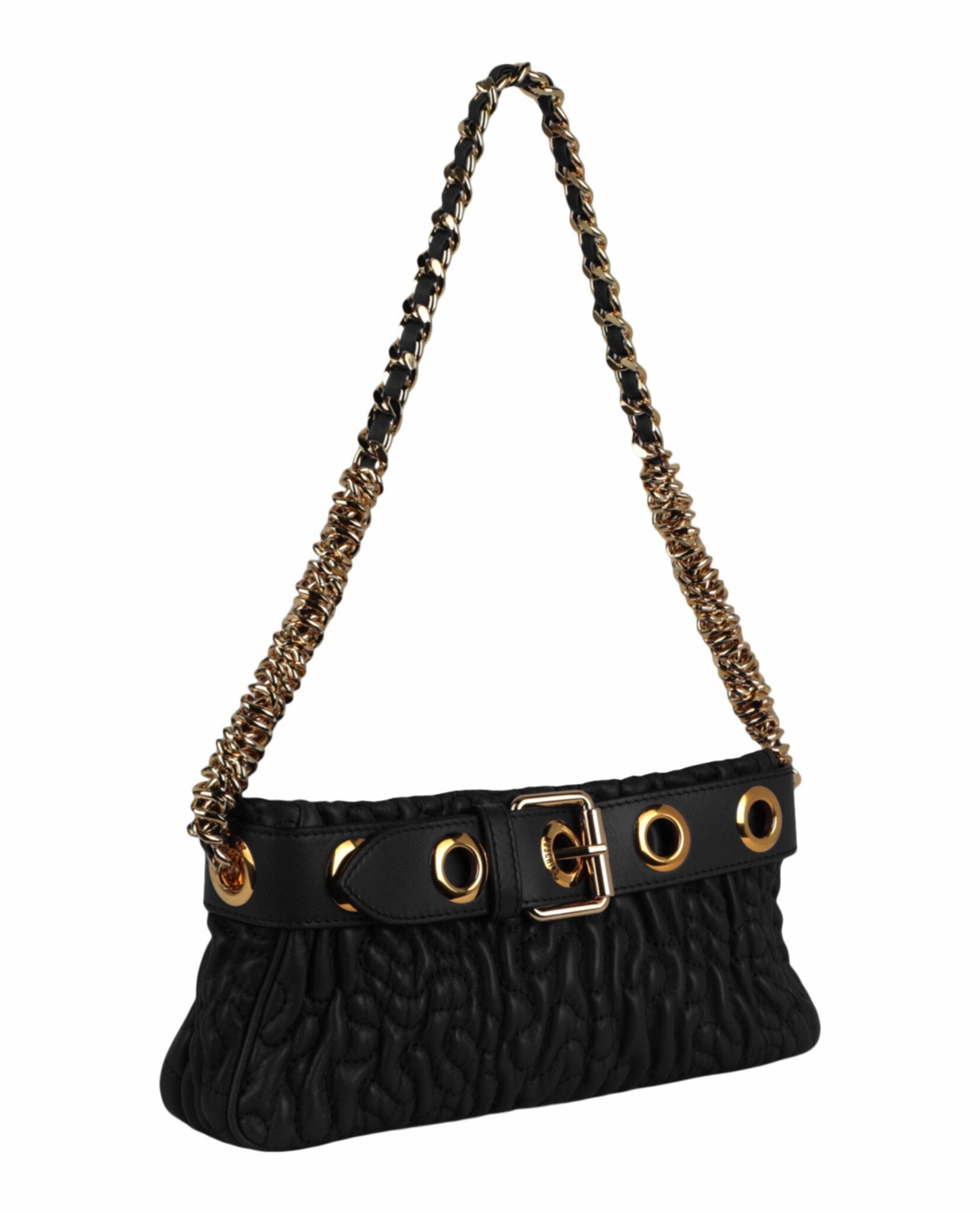 Moschino Destroyed Chain Quilted Shoulder Bag Womens 7597-8002-1555