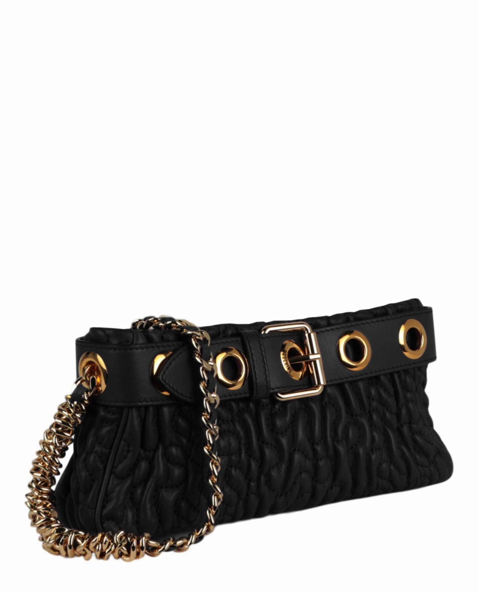 Moschino Destroyed Chain Quilted Shoulder Bag Womens 7597-8002-1555