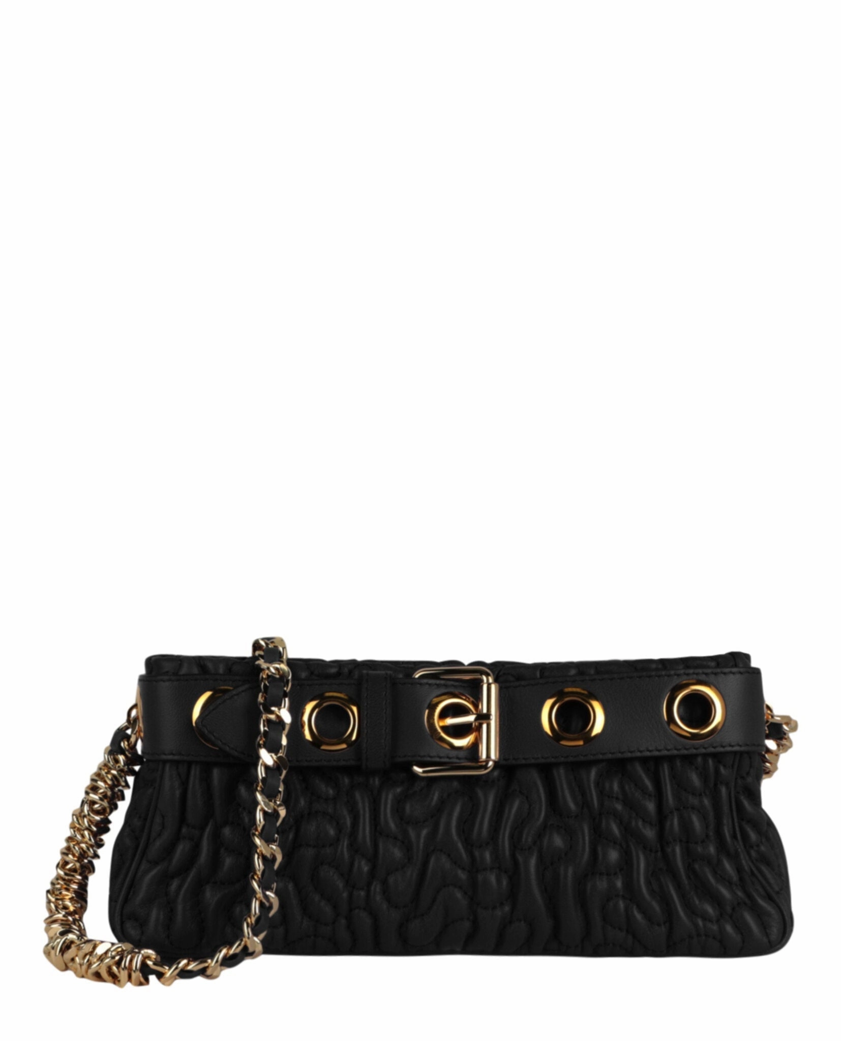 Moschino Destroyed Chain Quilted Shoulder Bag Womens 7597-8002-1555