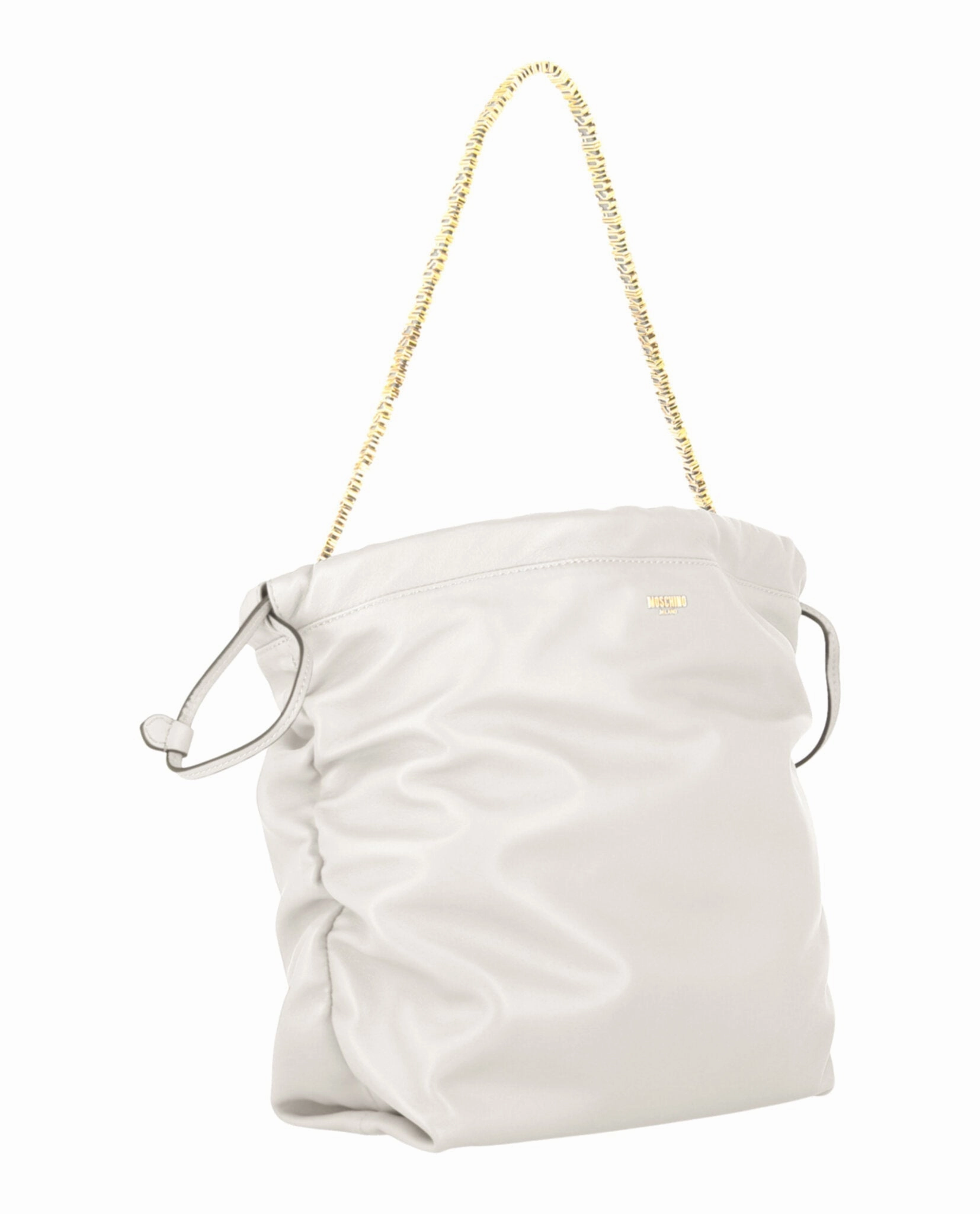 Moschino Drawstring Lettering Chain Shoulder Bag Womens 7556-8002-0002