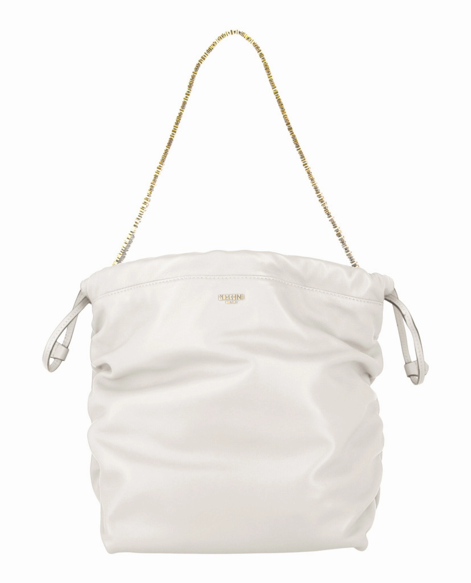 Moschino Drawstring Lettering Chain Shoulder Bag Womens 7556-8002-0002