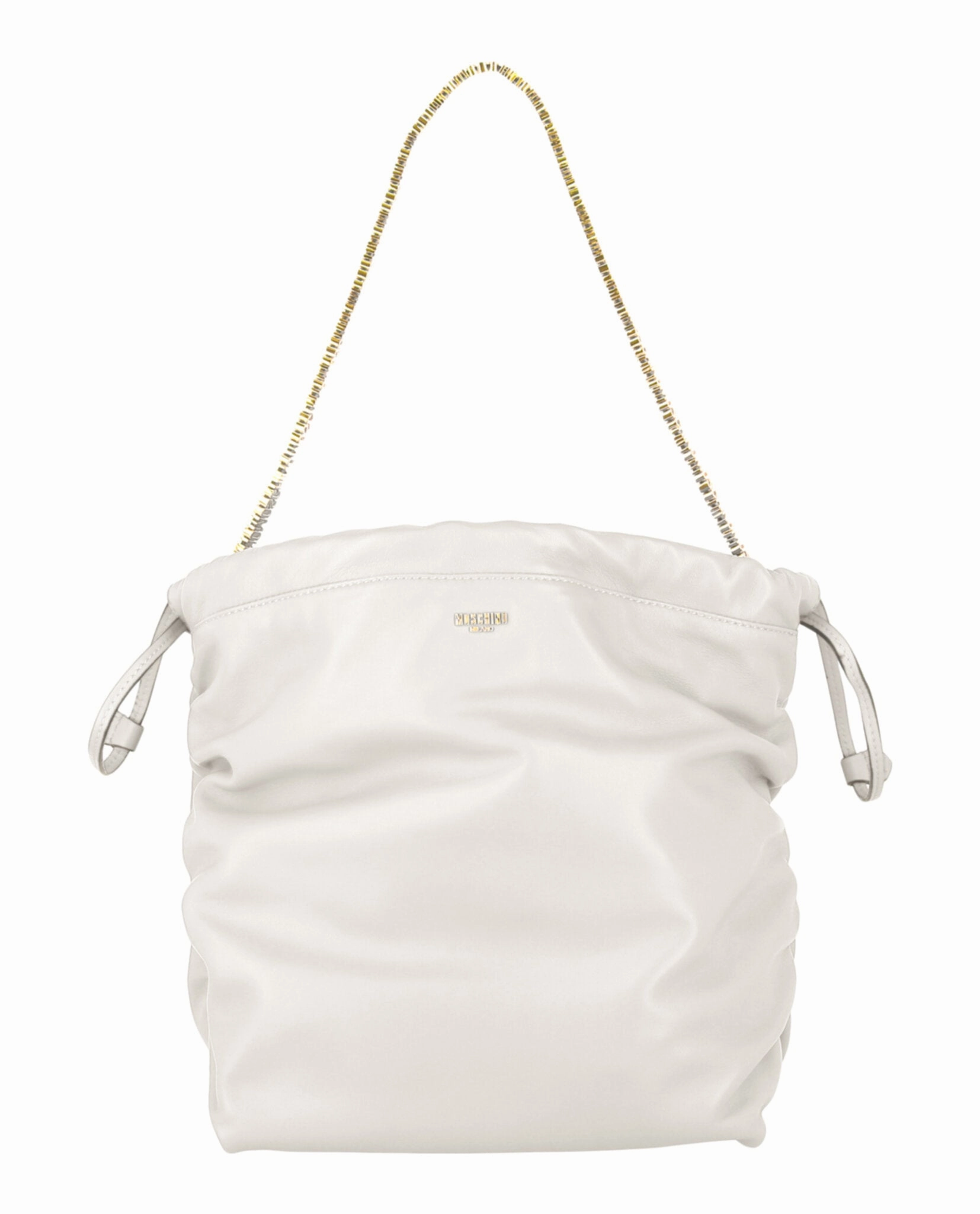Moschino Drawstring Lettering Chain Shoulder Bag Womens 7556-8002-0002