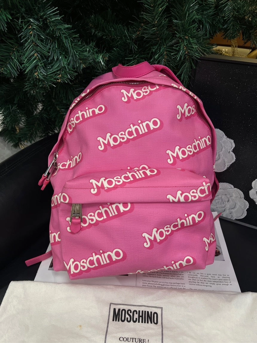 Moschino Pink Logo Backpack