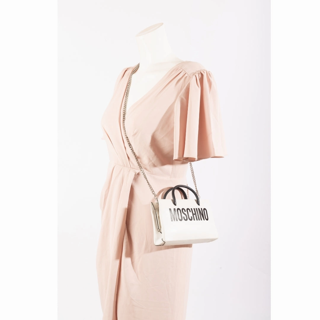 Moschino White Leather Shoulder Bag