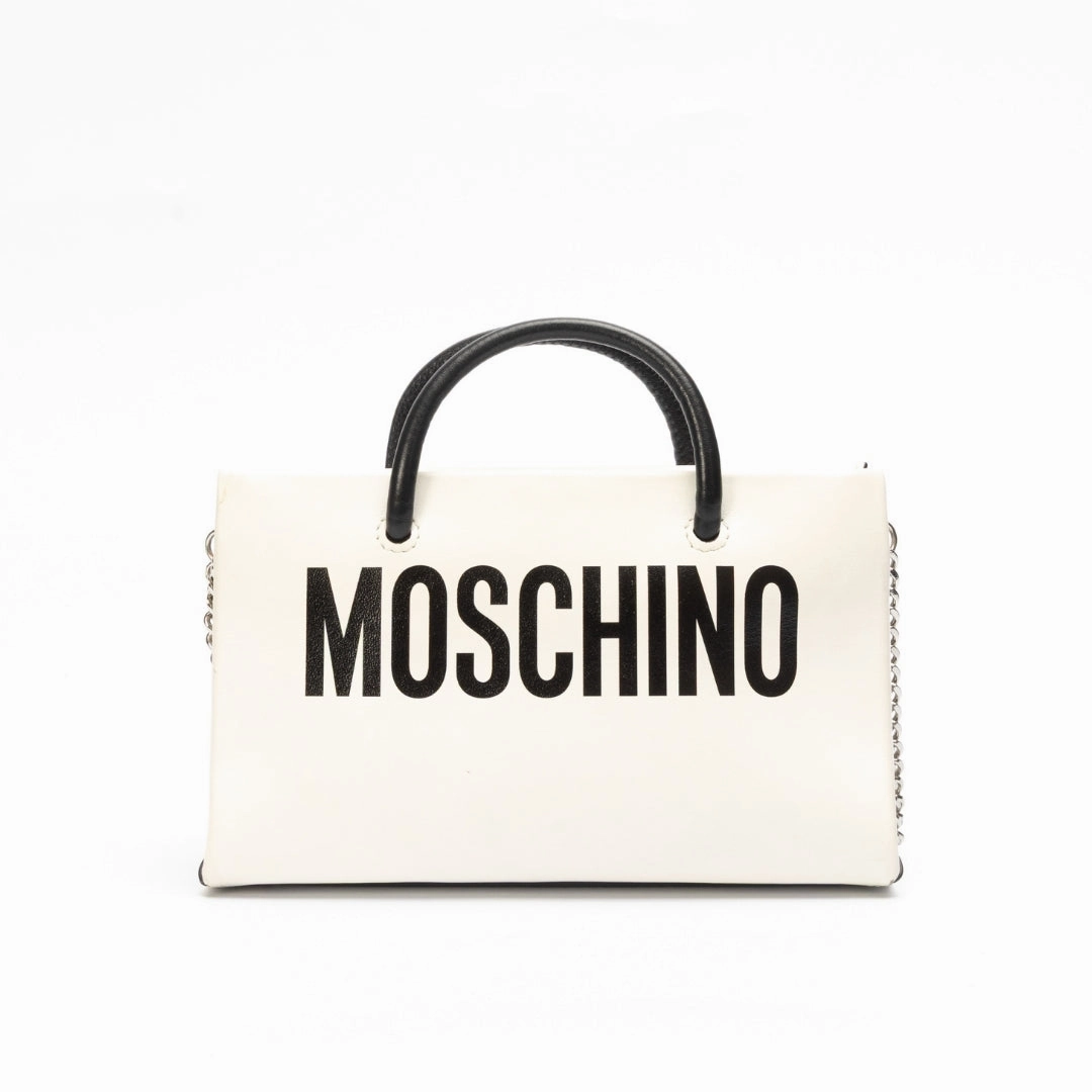 Moschino White Leather Shoulder Bag