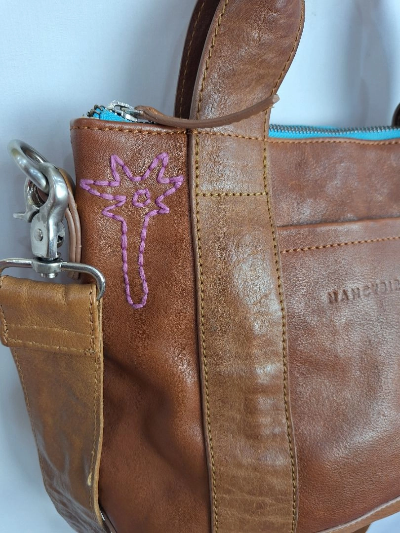 Nancybird Cross Body Brown Leather Blue Interior Bag