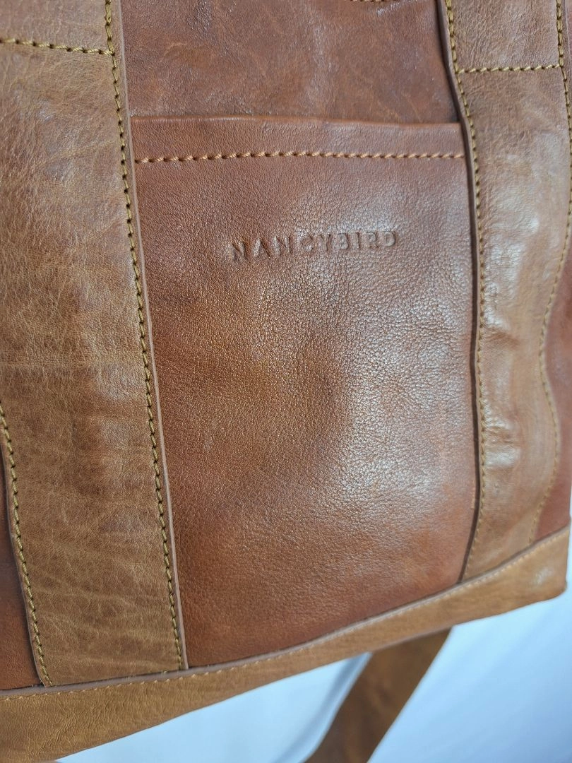 Nancybird Cross Body Brown Leather Blue Interior Bag