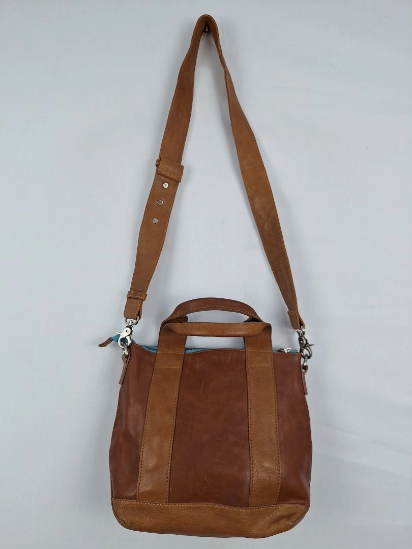 Nancybird Cross Body Brown Leather Blue Interior Bag