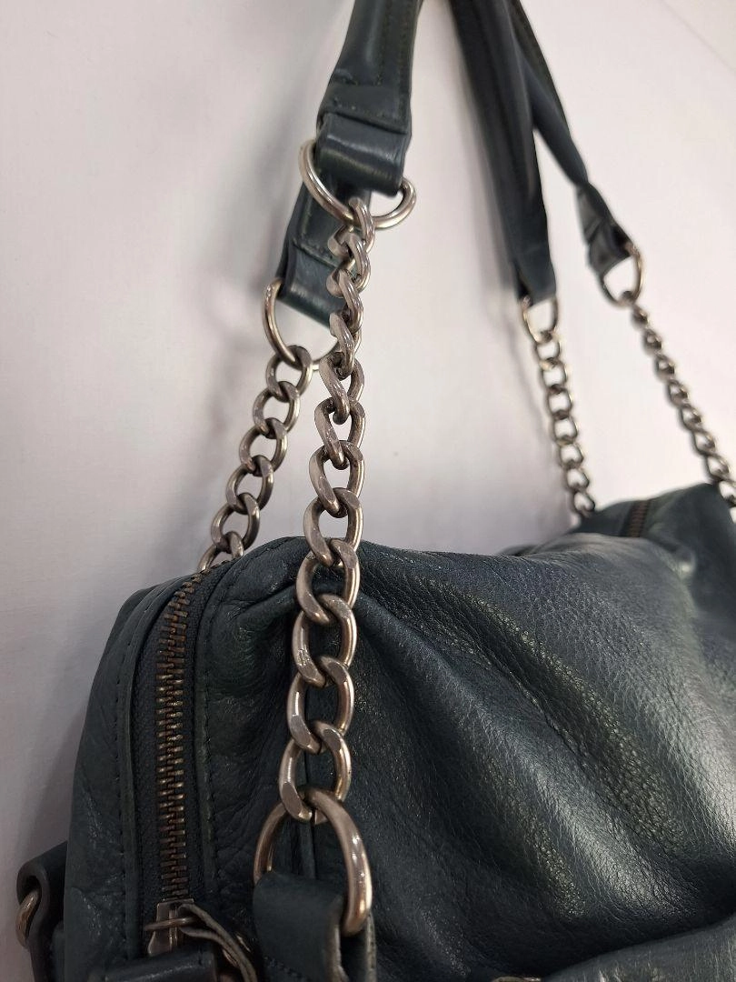 Nat and Nil Teal With Silver Hardware Slouch Bag