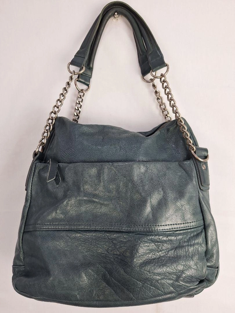 Nat and Nil Teal With Silver Hardware Slouch Bag