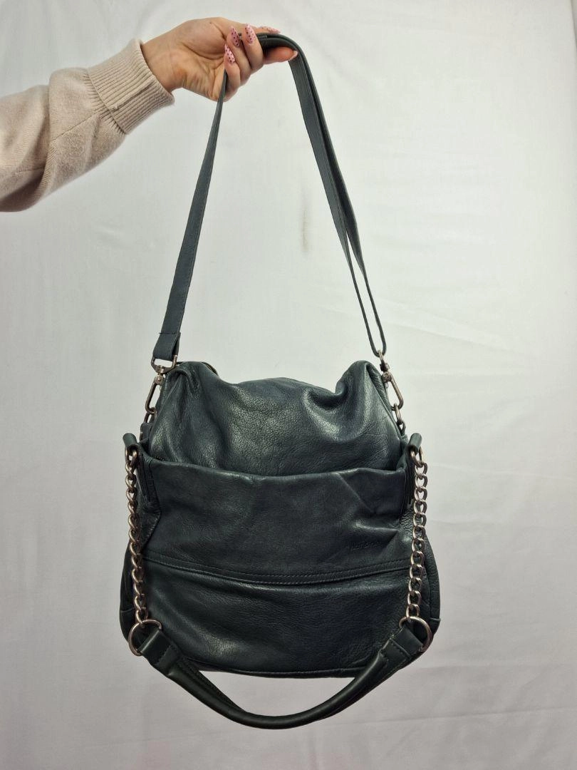 Nat and Nil Teal With Silver Hardware Slouch Bag