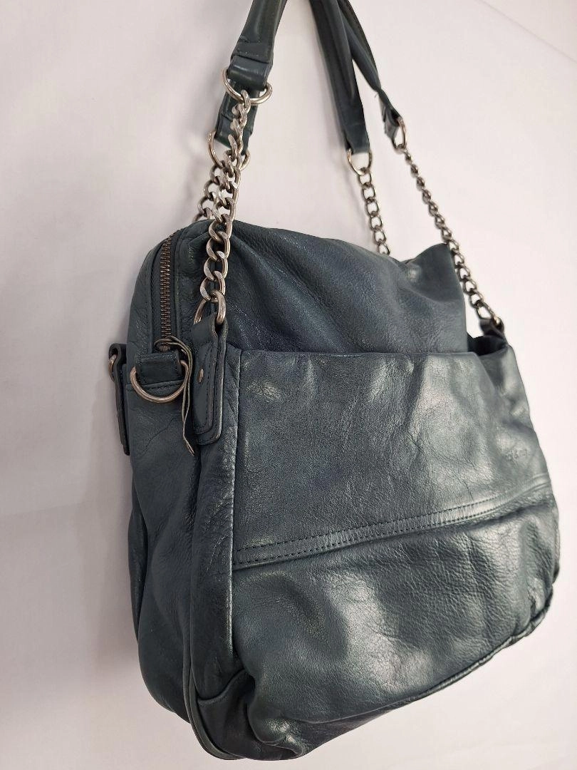 Nat and Nil Teal With Silver Hardware Slouch Bag