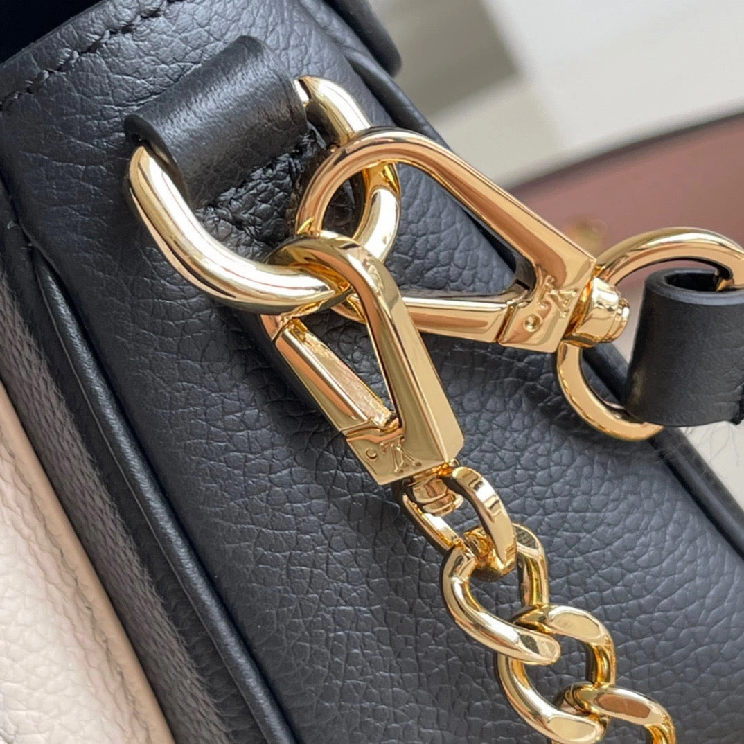 Navy Lockme Tender Leather Crossbody Bag for Women