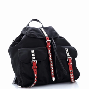 New Vela Backpack Tessuto with Studded Leather