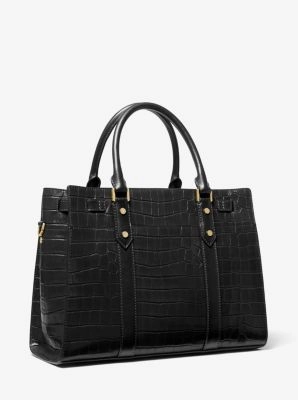 Nouveau Hamilton Large Crocodile Embossed Leather Satchel