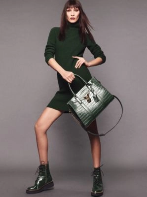 Nouveau Hamilton Large Crocodile Embossed Leather Satchel