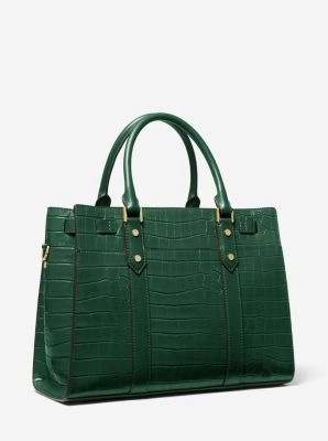 Nouveau Hamilton Large Crocodile Embossed Leather Satchel