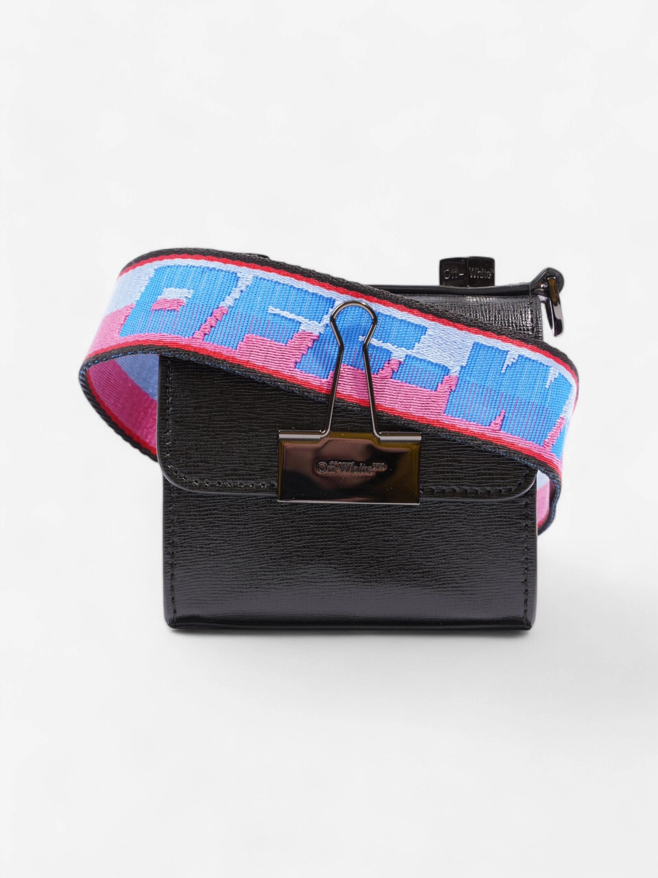 Off White Binder Crossbody Black / Pink / Baby Blue Leather