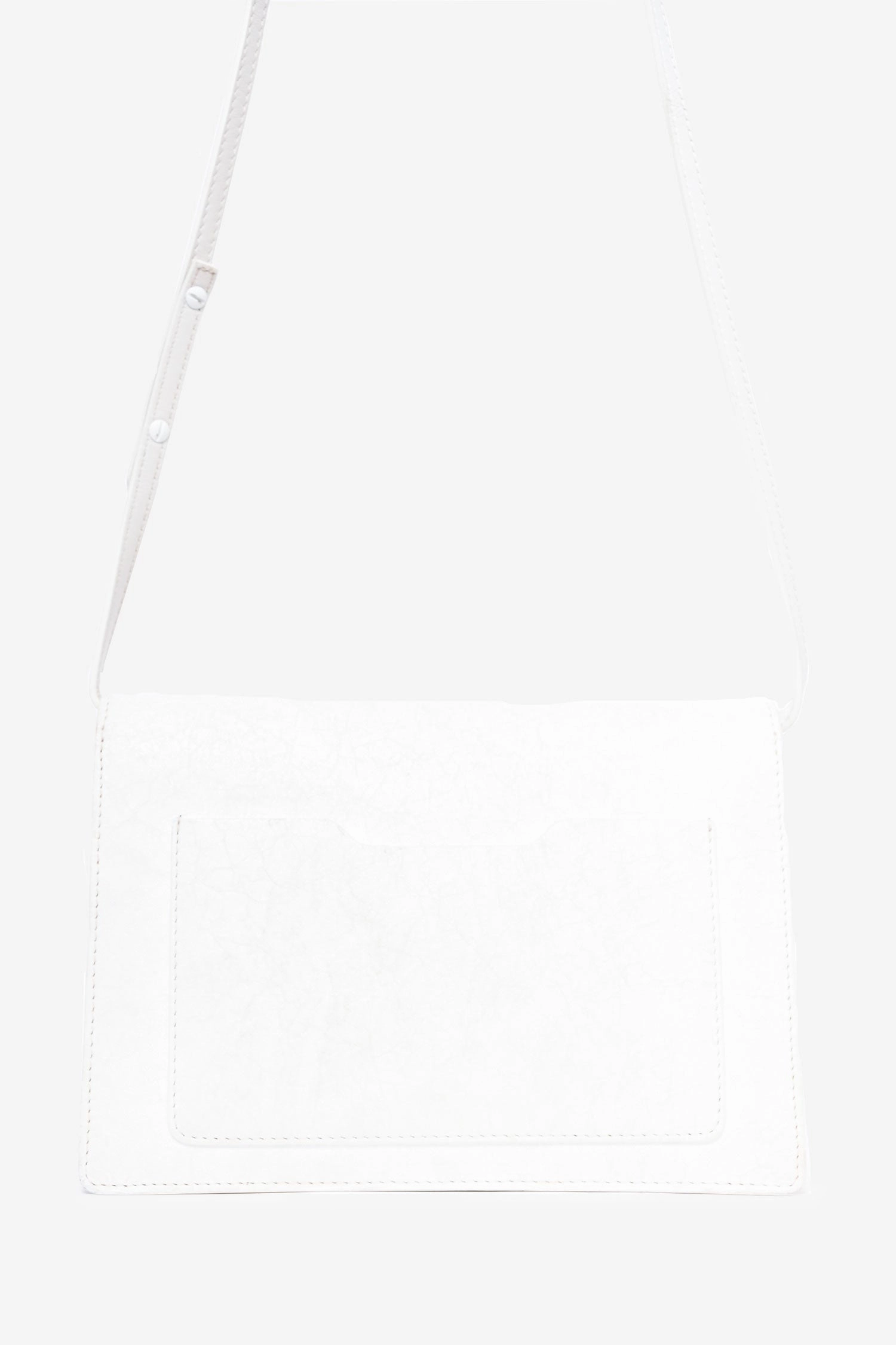 Off-White White Crinkled Leather Flap Crossbody Bag