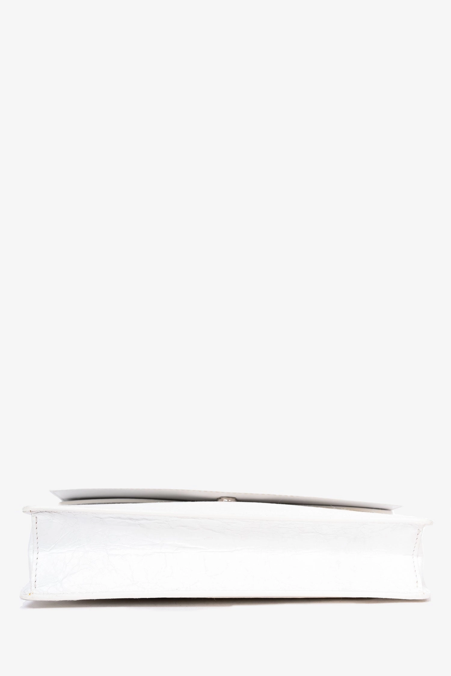 Off-White White Crinkled Leather Flap Crossbody Bag