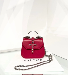 OKHTEIN Red Handle Crossbody Leather Bag