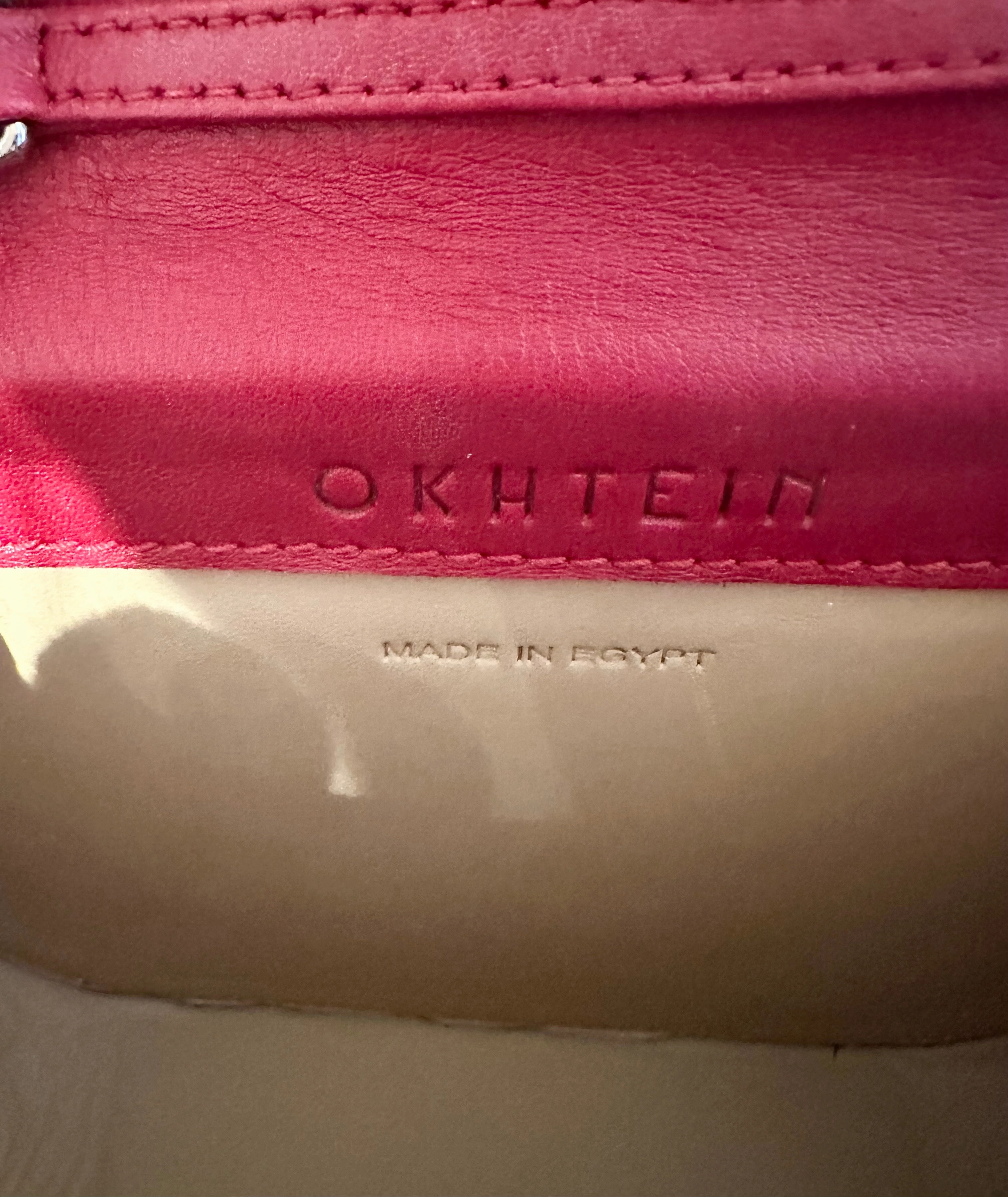 OKHTEIN Red Handle Crossbody Leather Bag