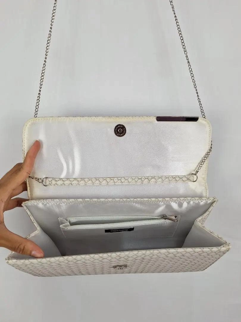 Olga Berg Woven Cream Envelope Shoulder Bag