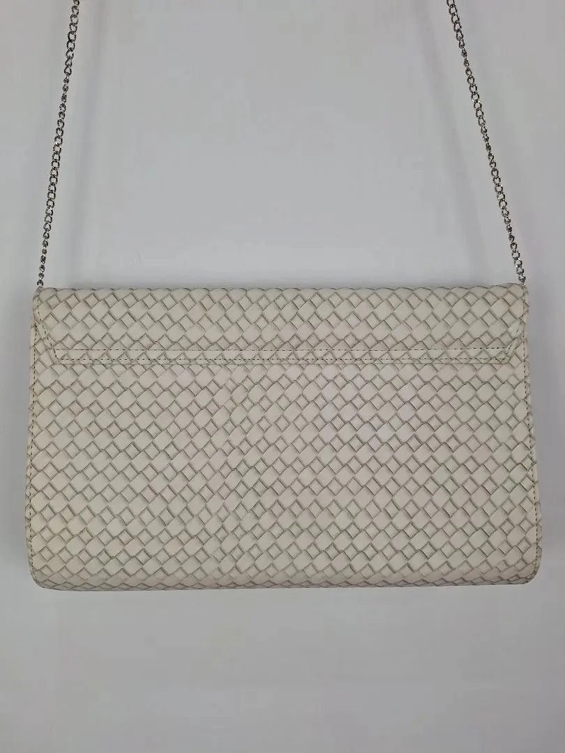 Olga Berg Woven Cream Envelope Shoulder Bag