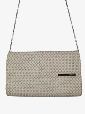 Olga Berg Woven Cream Envelope Shoulder Bag