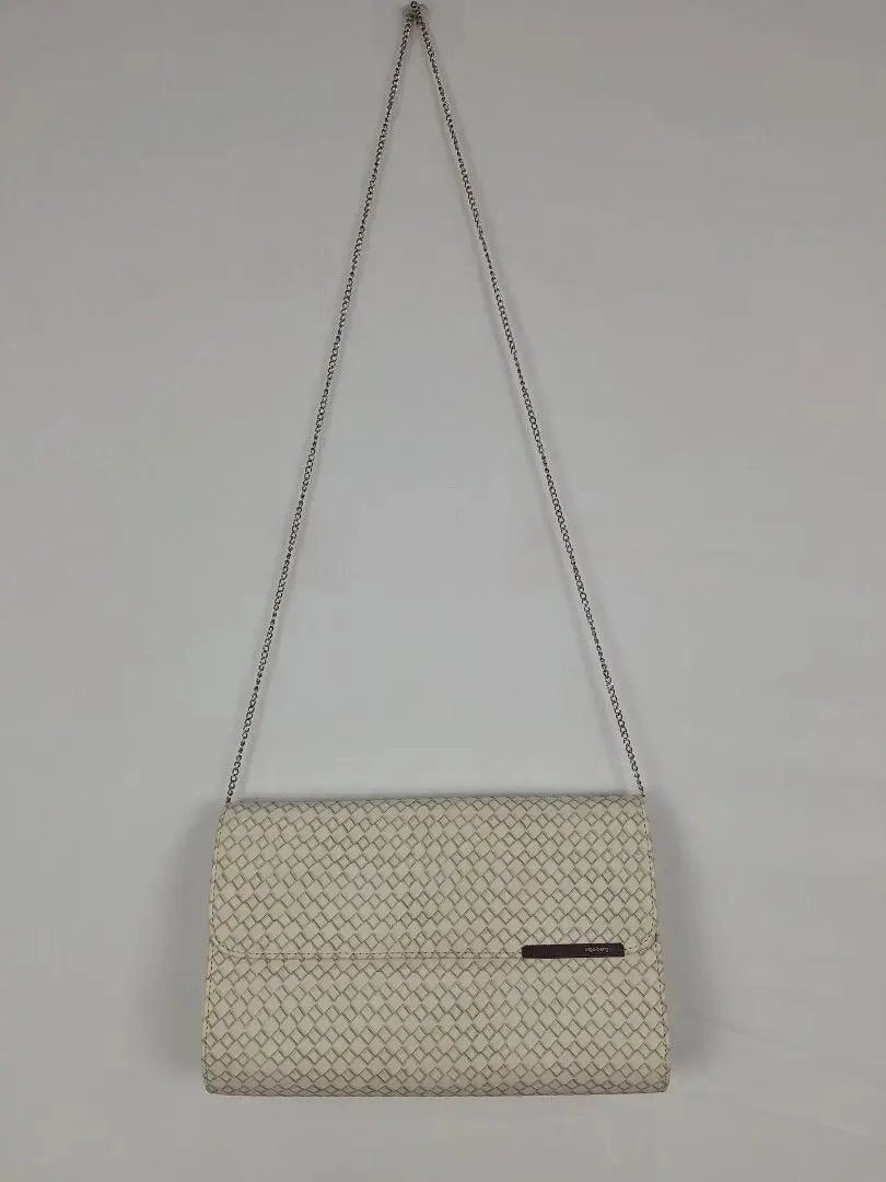 Olga Berg Woven Cream Envelope Shoulder Bag