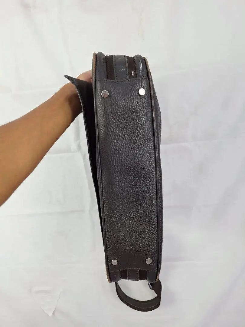 Oroton Chocolate Textured Crossbody Laptop Bag