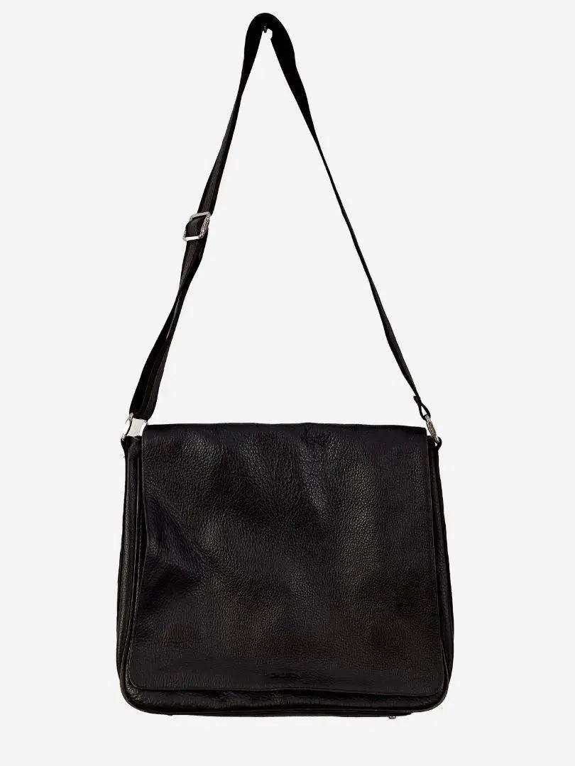 Oroton Chocolate Textured Crossbody Laptop Bag