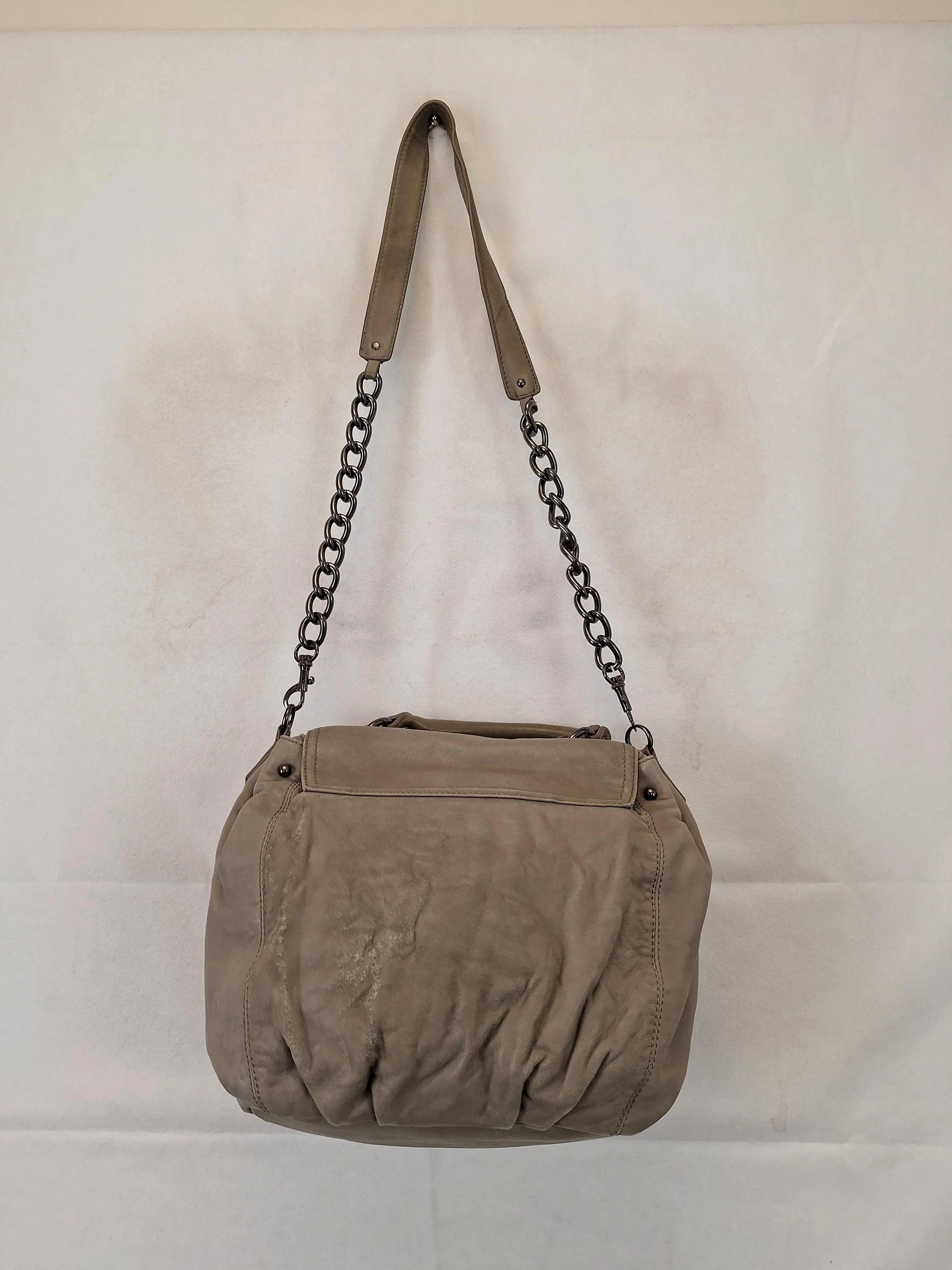 Oroton Taupe Top Handle Soft Crossbody Bag