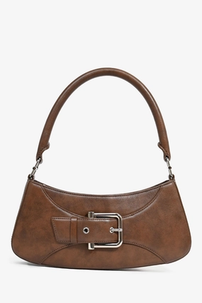 Osoi Brown Leather Buckle Shoulder Bag