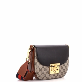 Padlock Saddle Shoulder Bag GG Coated Canvas and Leather Medium