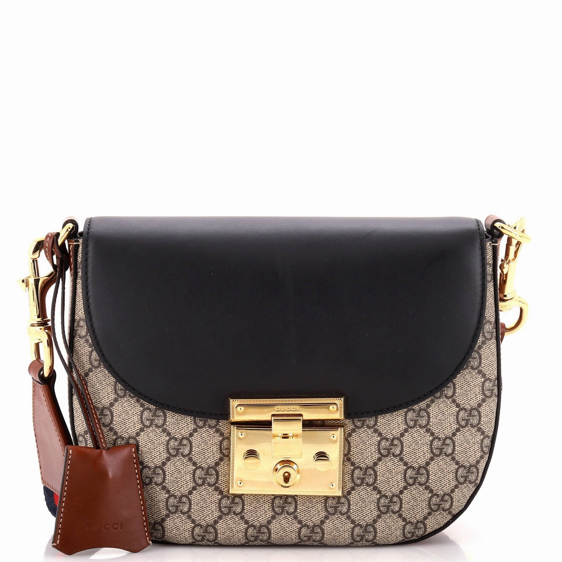 Padlock Saddle Shoulder Bag GG Coated Canvas and Leather Medium