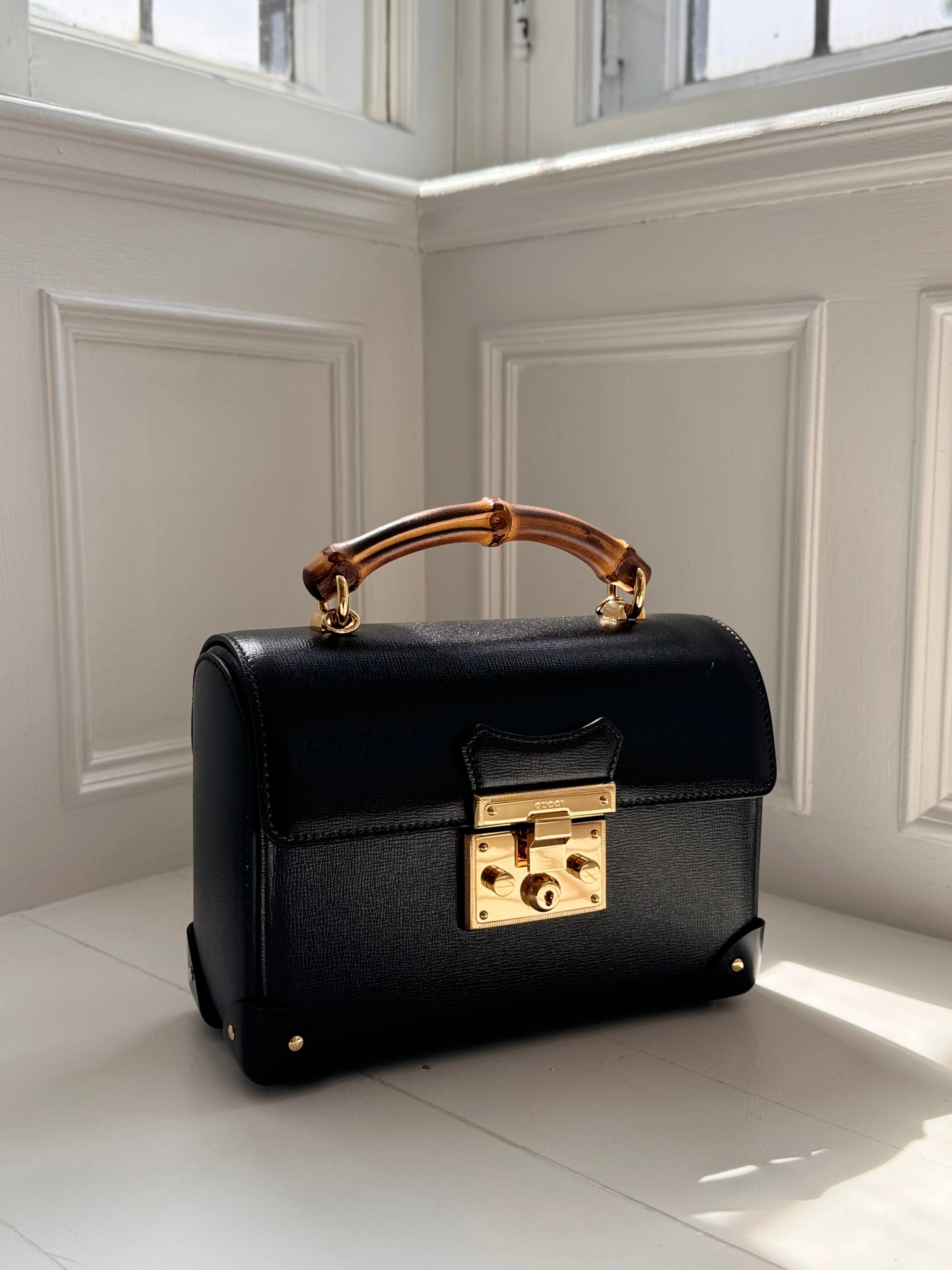 Padlock Small Bamboo Black Shoulder Bag