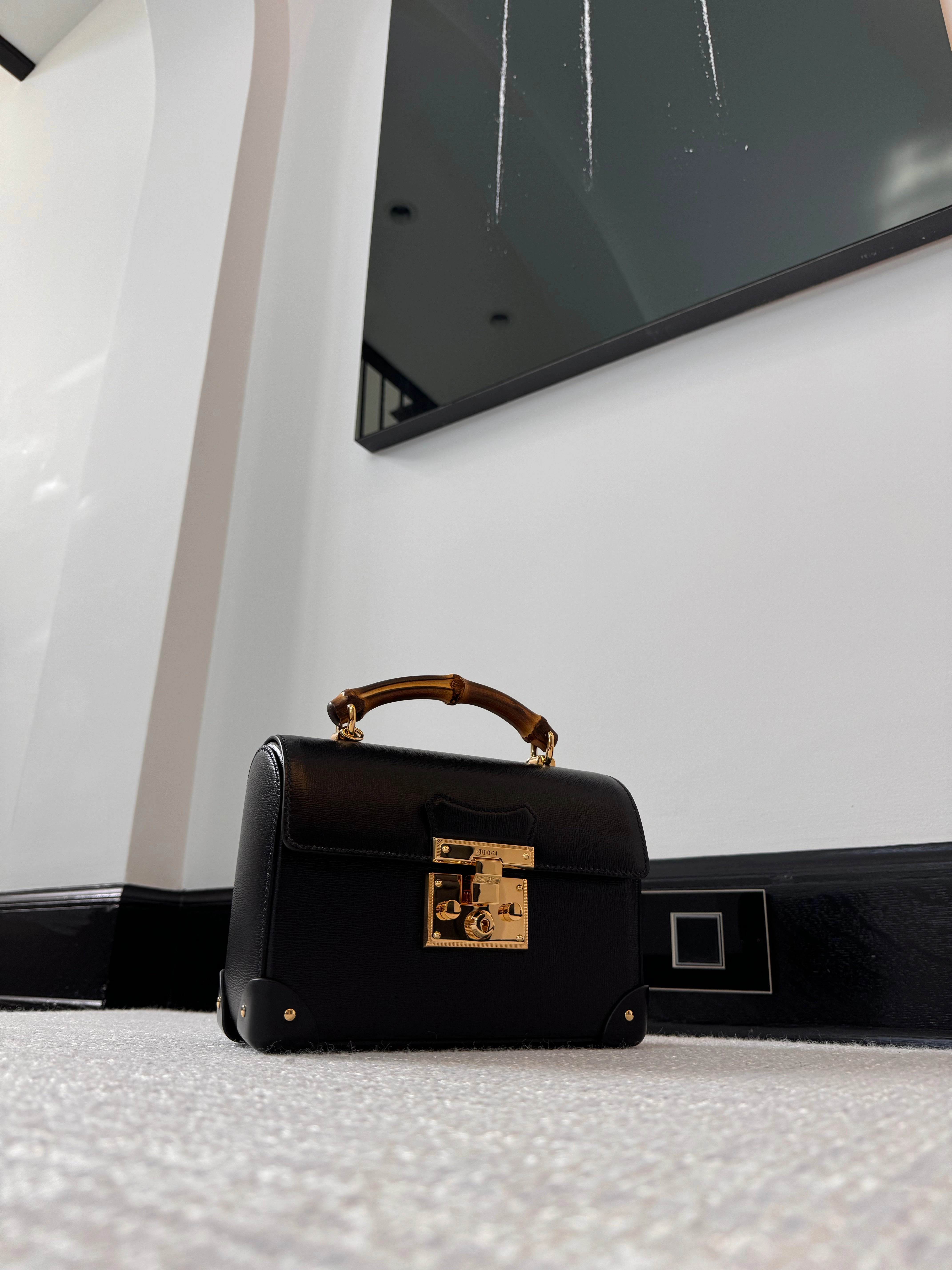 Padlock Small Bamboo Black Shoulder Bag