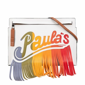 Paulas Ibiza Leather Fringe T Pouch Crossbody