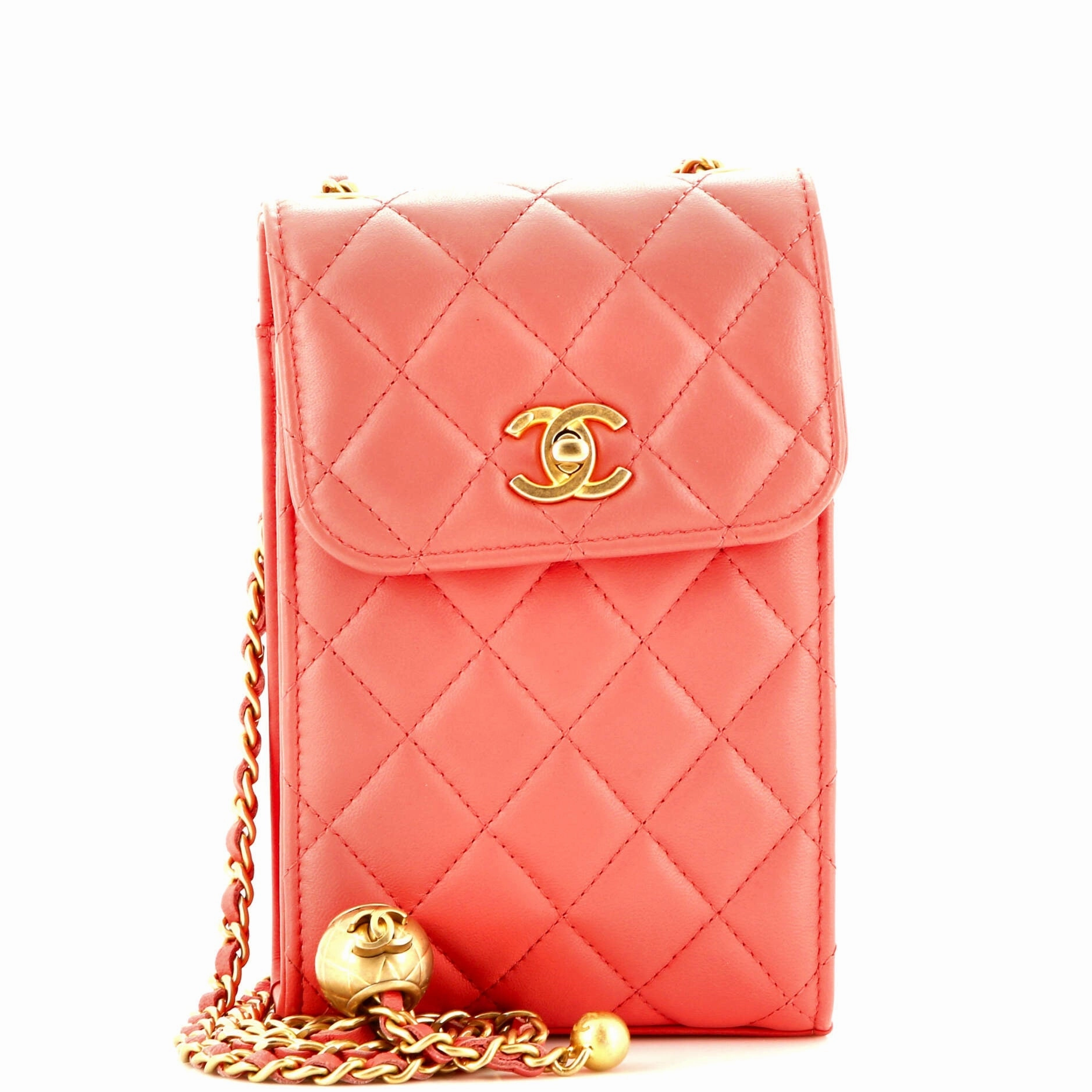 Pearl Crush Phone Holder Crossbody Bag Quilted Lambskin
