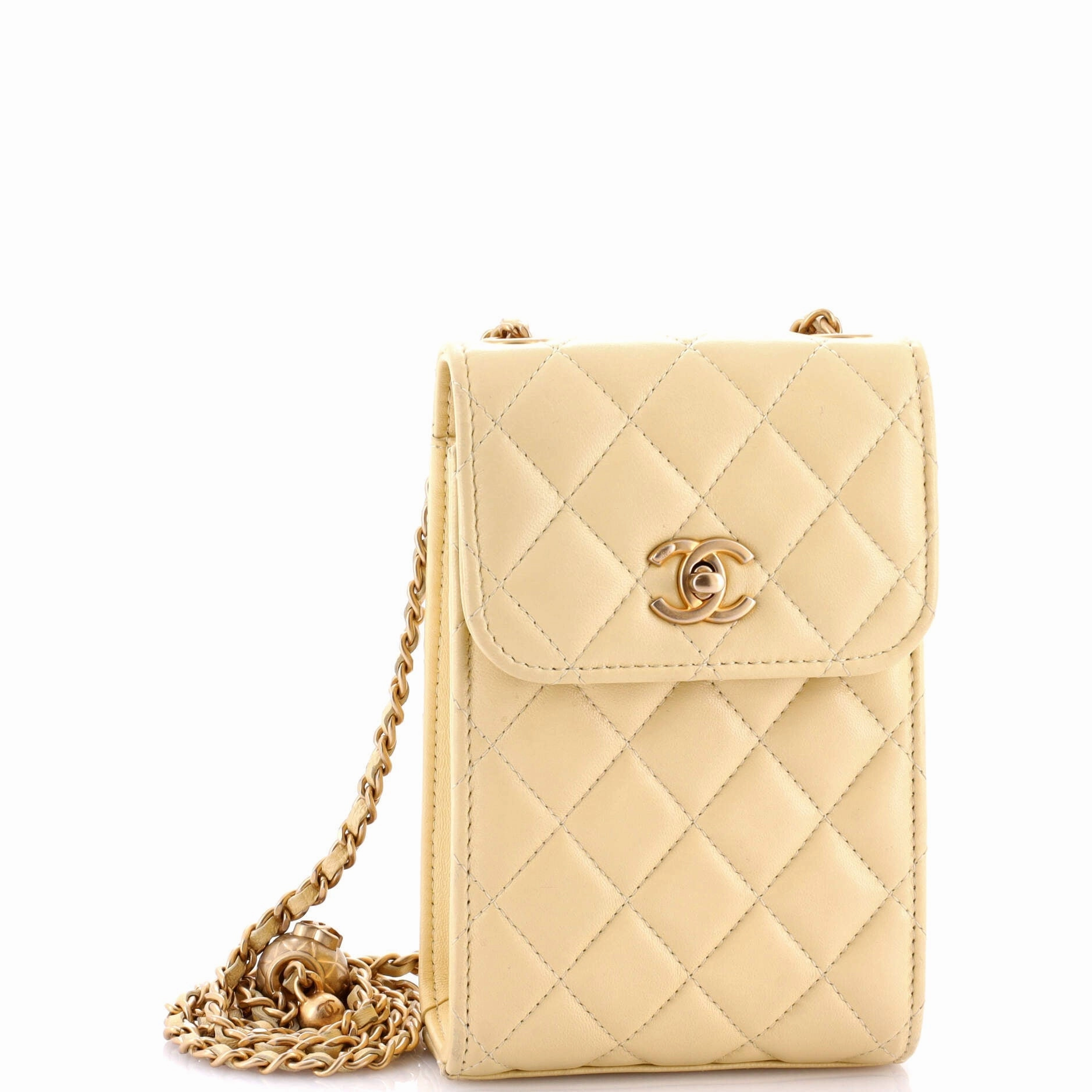 Pearl Crush Phone Holder Crossbody Bag Quilted Lambskin