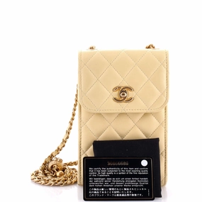 Pearl Crush Phone Holder Crossbody Bag Quilted Lambskin