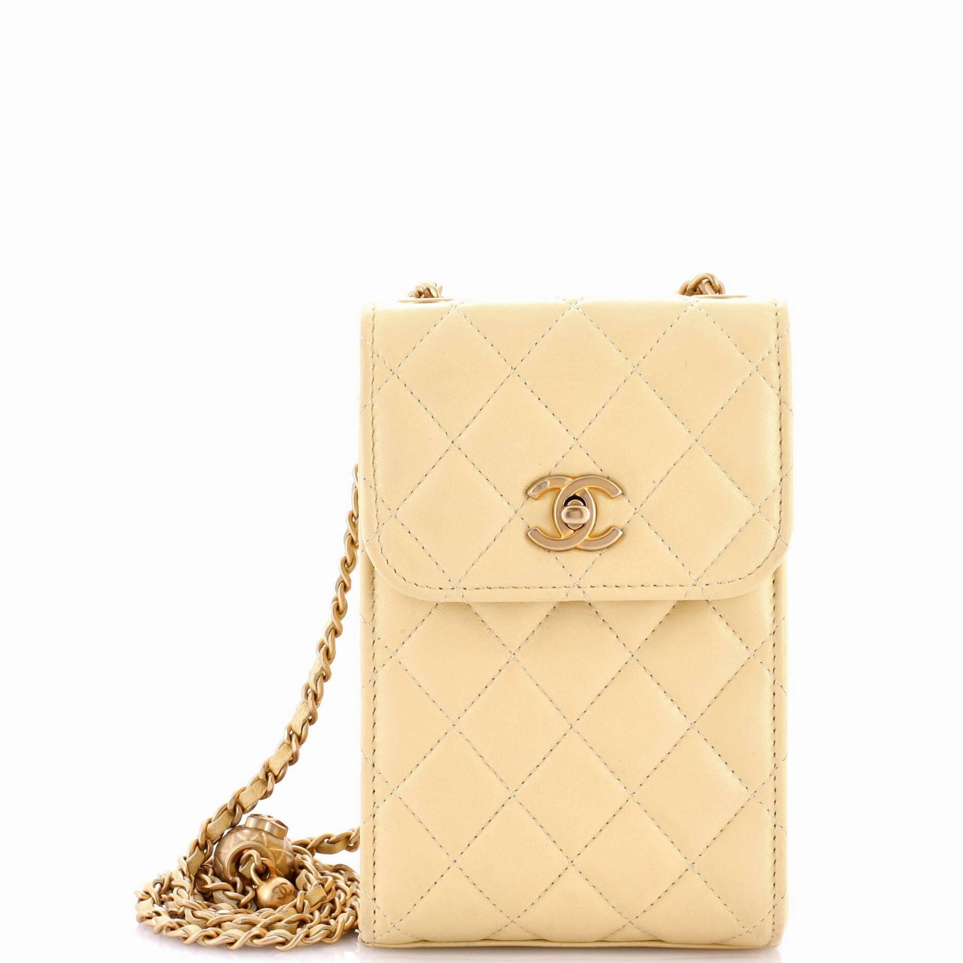 Pearl Crush Phone Holder Crossbody Bag Quilted Lambskin