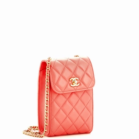 Pearl Crush Phone Holder Crossbody Bag Quilted Lambskin