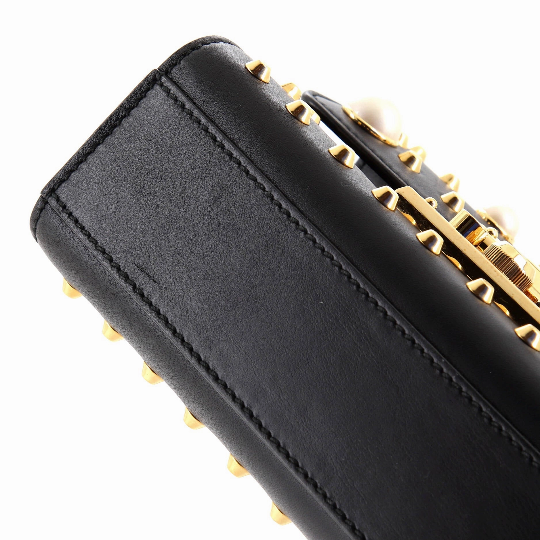 Pearly Padlock Shoulder Bag Studded Leather Small