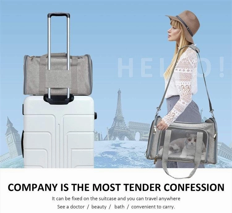Pet Carrier Bag Soft Sided Portable Folding Airline Travel Approved Bag 81113